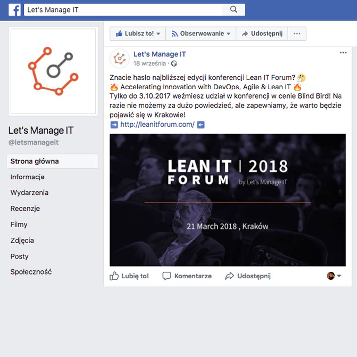 Projekt banera na wydarzenie Lean IT Forum 2017