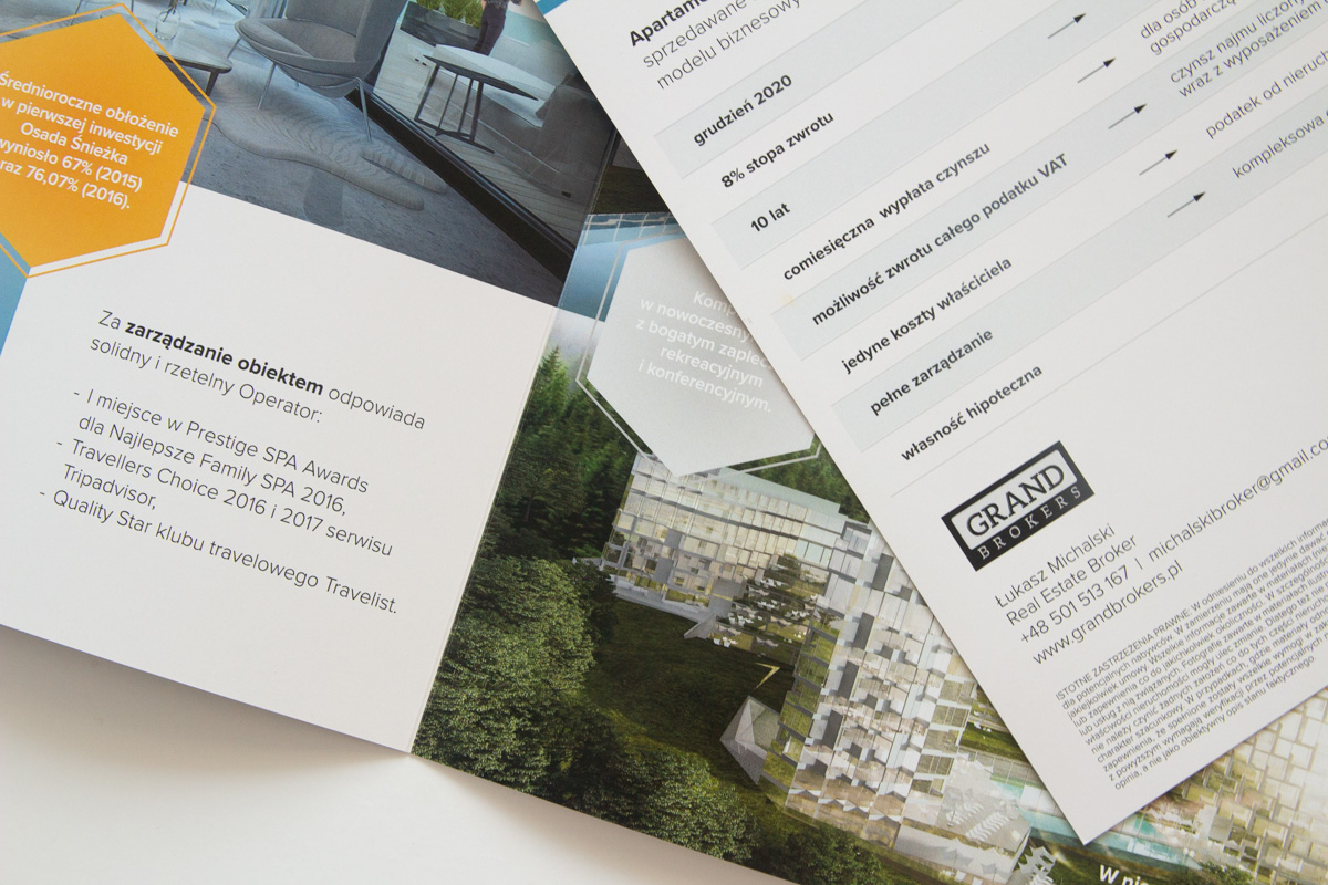 Folder ofertowy sprzedaży apartamentów w inwestycji aparthotelowej w Wiśle