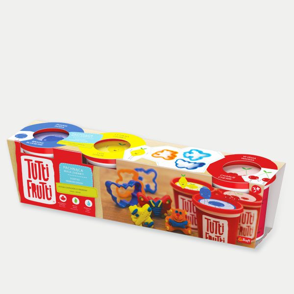 Projekt graficzny opakowania pachnącej plastoliny z serii tutti frutti dla Trefla - producenta zabawek